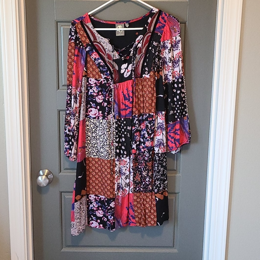 Patterned 3/4 sleeve Anthropologie dress size S